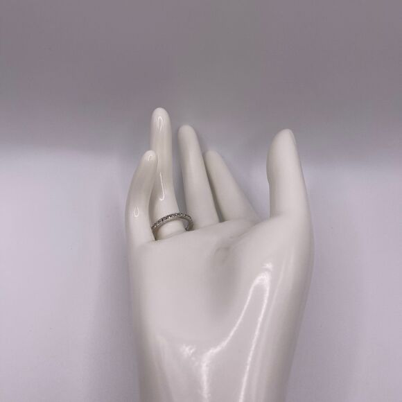 COACH Signature Silver Minimal Pave Rhinestone Band Ring - Picture 12 of 12